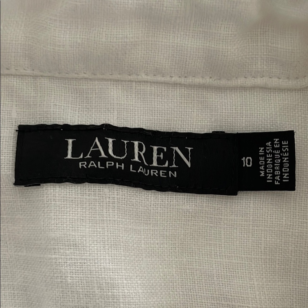 Ralph Lauren pure linen shirt dress size 10 white fir & flare - Picture 4 of 5